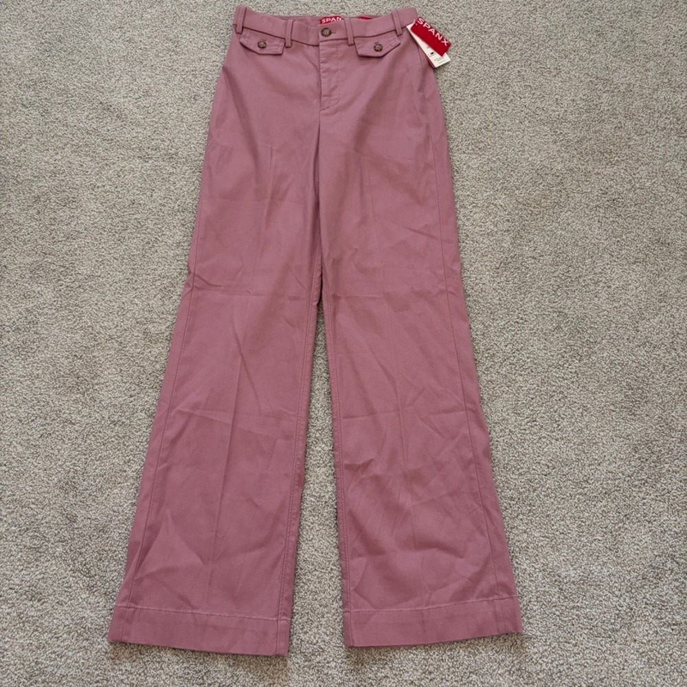Spanx Supersmooth Stretch Twill Easy Flare Pants Rose Pink XS Regular NEW Chino